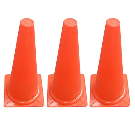 Martin Sports Traffic Cone, Plastic, Orange 3 PK MASSC15